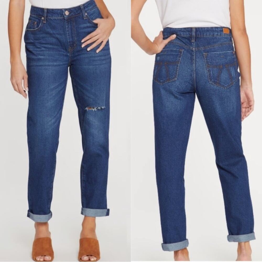 Seven7 Marilyn boyfriend jeans medium blue wash woman's size 14 Relaxed fit
